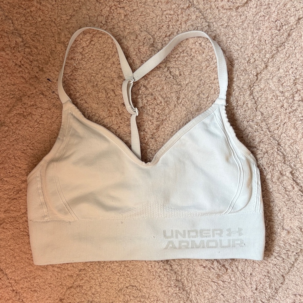 Under Armour White Sports Bra — Ribbed-- Size S